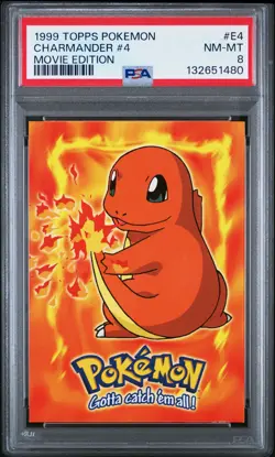 1999 TOPPS POKEMON THE MOVIE EDT #E4 CHARMANDER #4 PSA 8 - Image 1