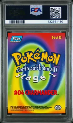 1999 TOPPS POKEMON THE MOVIE EDT #E4 CHARMANDER #4 PSA 8 - Image 2