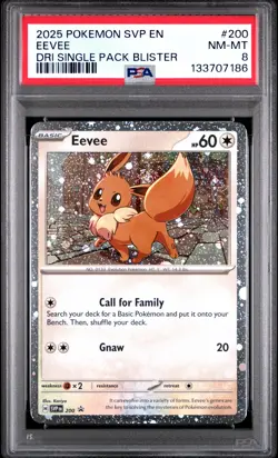 2025 POKEMON SVP PROMO DESTINED RIVALS SINGLE PACK BLISTER #200 EEVEE PSA 8 - Image 1