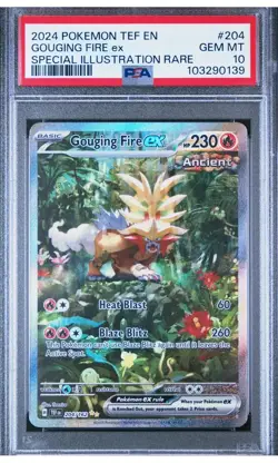 2024 Pokemon Gouging Fire EX 204/162 SV05: Temporal Forces Holo PSA 10 SIR EN - Image 1