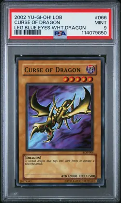 2002 YU-GI-OH! LOB-LEGEND OF BLUE EYES WHITE DRAGON #066 CURSE OF DRAGON PSA 9 - Image 1