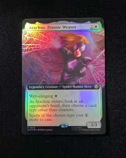 Magic The Gathering MTG Marvel #M0245 Borderless Foil Arachne,Psionic Weaver GAV - Image 1