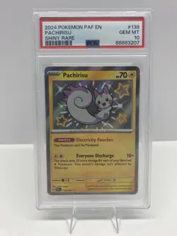 PSA Gem Mint 10 Pachirisu #138 Pokemon Paldean Fates Rare Cert Number Quad 8’s - Image 1