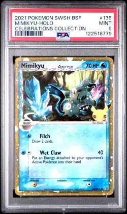 2021 POKEMON SWSH PROMO CELEBRATIONS COLLECTION #136 MIMIKYU-HOLO PSA 9 - Image 1