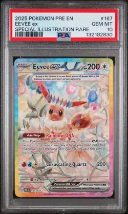 2025 POKEMON PRE EN-PRISMATIC EVOLUTIONS #167 EEVEE EX PSA 10 - Image 1