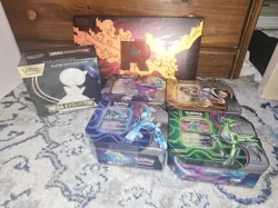 Pokemon TCG Black Friday Lot Sealed Tins, Mega Evolution ETB, Moltres UPC Extras - Image 2