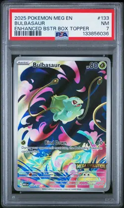 2025 POKEMON MEG EN-MEGA EVOLUTION ENHANCED BOOSTER BOX TOPPER BULBASAUR PSA 7 - Image 1