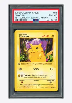 Pokemon PSA 8 Pikachu Yellow Cheeks 1999 58/102 Base Set 1ST ED. English - Image 1