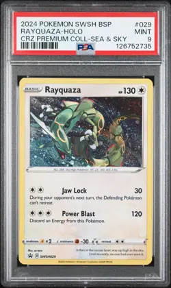 2024 POKEMON SWSH PROMO CROWN ZENITH PREMIUM COLLECTION #029 RAYQUAZA-HOLO PSA 9 - Image 1