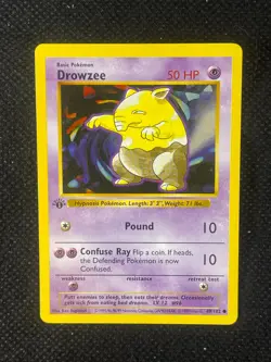 Pokemon Card: 1st Edition DROWZEE Base Common (NM) - Image 1
