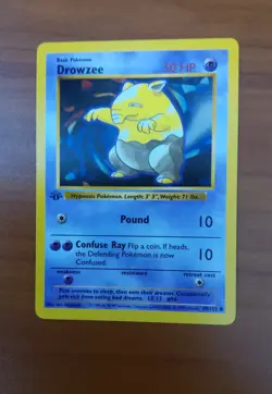 1999 Pokemon 1st Edition Drowzee Shadowless Base Set 49/102 Pokemon Card NM - Image 1