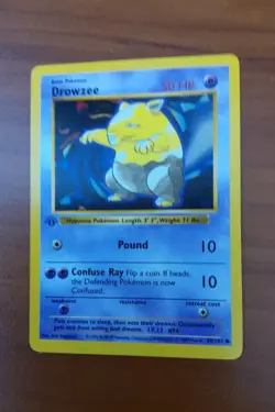 1999 Pokemon 1st Edition Drowzee Shadowless Base Set 49/102 Pokemon Card NM - Image 2