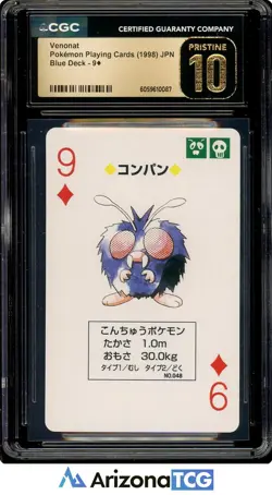 Pokemon 1998 Venonat 9 Of Diamonds Blue Back Playing Cards BLACK LABEL CGC 10 - Image 1