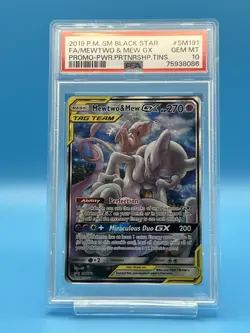 MEWTWO & MEW GX 2019 Pokemon Partnership Tins English #SM191 Promo PSA 10 - Image 1