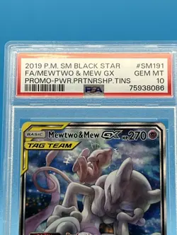 MEWTWO & MEW GX 2019 Pokemon Partnership Tins English #SM191 Promo PSA 10 - Image 2