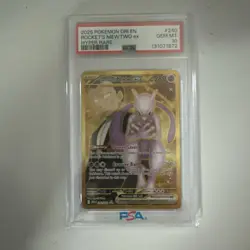 2025 POKEMON DESTINED RIVALS HYPER RARE TEAM ROCKET'S MEWTWO EX PSA 10 #240 - Image 1