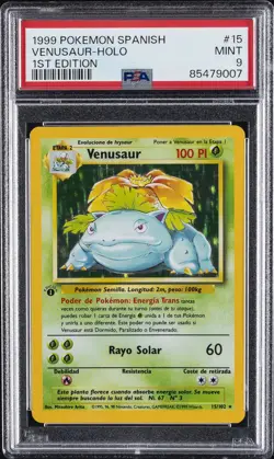 1999 POKEMON SPANISH 1ST EDITION #15 VENUSAUR-HOLO PSA 9 - Image 1