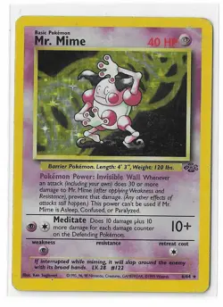 Mr. Mime 6/64 Jungle Unlimited Holo Rare Card WOTC Pokemon TCG MP - Image 1
