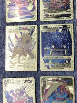 Pokemon Set of 15 Charizard,Moltres&More Rare Gold Accent Foil Fan Art Cards - Image 5
