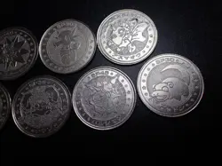 Pokemon Card Meiji Promo Battle Coin Silver x7 Kingler Starmie etc #5697 PLAY - Image 3