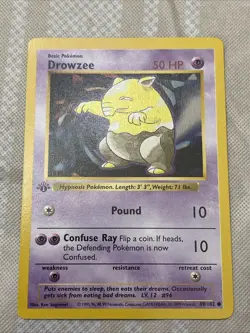 Base Set First Edition Drowzee #49 Pokemon Card - Image 1