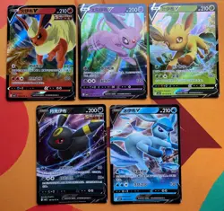 [CN] 5x Pokemon Card Lot: Gem Pack Vol 2 - Eeveelution V - Holo Ultra Rare - NM - Image 1