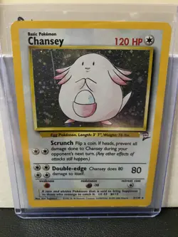 Chansey 3/130 Pokemon Base Set 2 Holo Rare Card - MP - Image 1