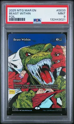 2025 MAGIC THE GATHERING MARVEL'S SPIDER-MAN: SOURCE MAT FOIL BEAST WITHIN PSA 9 - Image 1