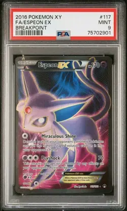 PSA 9 Espeon EX #117 Full Art FA Pokemon TCG XY Breakpoint 2016 - Image 1