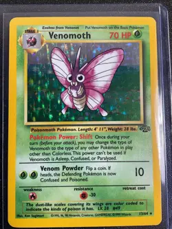 Pokemon TCG Venomoth 13/64 Jungle Holo Rare WOTC Vintage 1999 LP - Image 1
