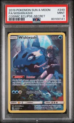 PSA 9 MINT Wishiwashi 240/236 Cosmic Eclipse Secret Rare Full Art Holo Pokemon - Image 1
