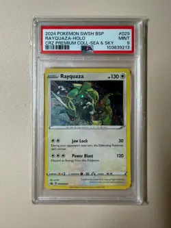 2024 Pokemon SWSH Sea & Sky Black Star Promo 029 Rayquaza Holo PSA 9!!! - Image 1