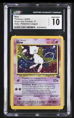 CGC 10 GEM MINT Mew # 9 HOLO WOTC Black Star Promo Pokemon League Graded Card - Image 1
