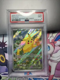 PSA 9 MINT Pikachu Black Star Promo 88 Paldea Adventures Chest Pokemon Card TCG - Image 1