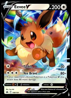 Pokemon TCG Eevee V 108/159 2023 Crown Zenith Ultra Rare Card - LP - Image 1
