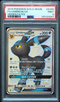 Umbreon GX SV69 PSA 9 Hidden Fates Pokemon Card, New Cert! - Image 1