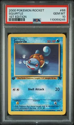 2000 POKEMON TEAM ROCKET 1ST EDITION #68/82 SQUIRTLE PSA 10 VINTAGE GRADED CARD! - Image 1