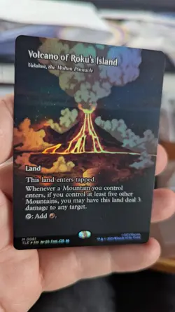 1x Foil Volcano of Roku's Island Valakut, the Molten Pinnacle Borderless NM MTG - Image 1