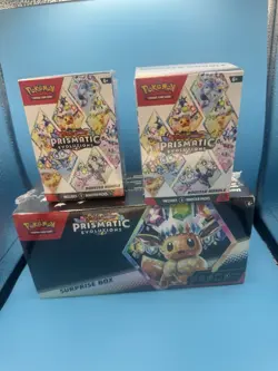 Lot of 3 Pokemon TCG Scarlet & Violet Prismatic Evolutions Surprise Box SEALED - Image 1