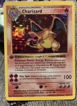 1999 Pokemon Base Set 1st Edition Shadowless Holo Charizard #4 LP. - Image 2