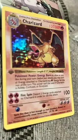 1999 Pokemon Base Set 1st Edition Shadowless Holo Charizard #4 LP. - Image 3