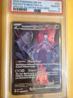 2025 Pokemon DRI SPECIAL ILLUSTRATION RARE #231 TEAM ROCKET’S MEWTWO EX PSA 10 - Image 2