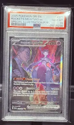 2025 Pokemon DRI SPECIAL ILLUSTRATION RARE #231 TEAM ROCKET’S MEWTWO EX PSA 10 - Image 3