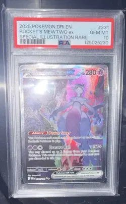 2025 Pokemon DRI SPECIAL ILLUSTRATION RARE #231 TEAM ROCKET’S MEWTWO EX PSA 10 - Image 5