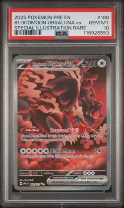 2025 POKEMON PRE EN-PRISMATIC EVOLUTIONS #168 BLOODMOON URSALUNA EX PSA 10 - Image 1