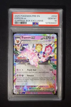 Espeon ex #34 Pokemon Card Surprise Box Exclusive 2025 - PSA 10 - Image 1
