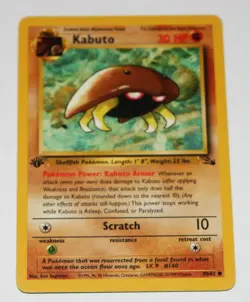 Pokemon: Kabuto Fossil Set Non Holo 50/62 - 1st Edition WOTC High Grade Card (B) - Image 1
