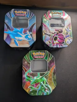 Pokemon XY Era EMPTY Tin Lot x3! NO CARDS! Latios, Hoopa, Rayquaza! - Image 1