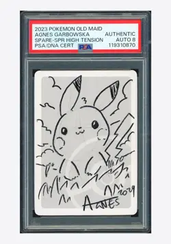 Pokemon PSA AUTH AUTO 8 Spare Card Pikachu Agnes Garbowska 2023 Old Maid JPN - Image 1