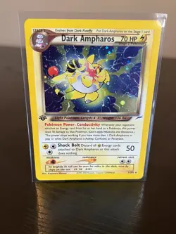 Dark Ampharos 1/105 1st Edition Neo Destiny Rare Pokemon Card Holo SWIRL READ* - Image 1